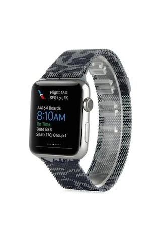 Ally Apple Watch Uyumlu 7-8 45mm 6-5-4 44mm Kayış Kordon Metal Milano Loop Kamuflaj 3-2-1 42mm- 5775