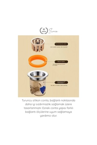 Kokuönleyici Koku Önleyici Gider Aparatı Dn40 Dn50 Lavabo Sifon Geri Akış Engelleyici Paslanmaz Çel
