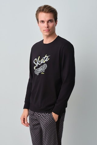 Suwen Skate Erkek Pamuklu Pijama Takımı Msh10510336893 Koyu Gri Baskılı