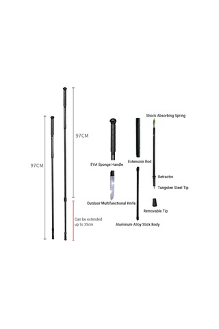 Maiyame Alüminyum Alpin Çubuğu: Ultra Hafif, İyileştirilmiş Tutuş, 97-132 Cm Genişletilebilir, Sürtünmeye Dayanıklı, Dağcılık Ve Yürüyüş İçin Siyah