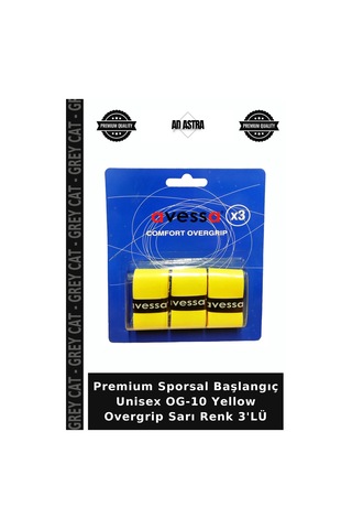 Premium Sporsal Başlangıç Unisex Og-10 Yellow Overgrip Sarı Renk 3'lü