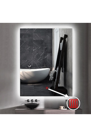 50x70 H Cm Buğu Çözücülü Ledli Banyo Aynası Şeffaf