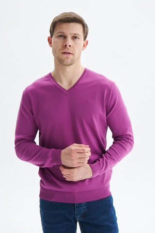 AR-MA Arma Erkek Slim Fit Basic V Yaka Triko Kazak K9kro0852 Mor