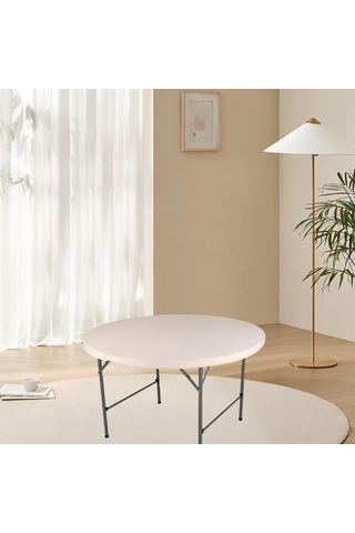 Suntek Fitted Yuvarlak Masa Örtüsü Elastik Kenar Şampanya