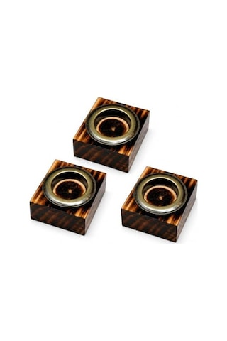 Bfastore El Yapımı Ahşap Tealight Mumluk Seti, İleri Dönüşüm Ahşap, Metal Hazneli, Rustik Dekoratif Tasarım, Masa Ve Salon Dekoru, Şık  Seçeneği 3&apos Lü Set