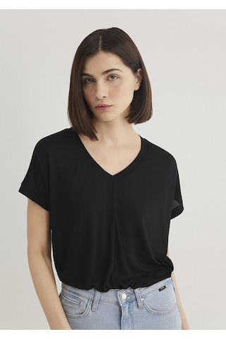 Mavi - V Yaka Siyah Basic Tişört 166449-900 Siyah