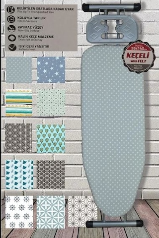 Keçeli Yanmaz Kumaş Ütü Masası Kılıfı Lastikli 50 x 120 CM