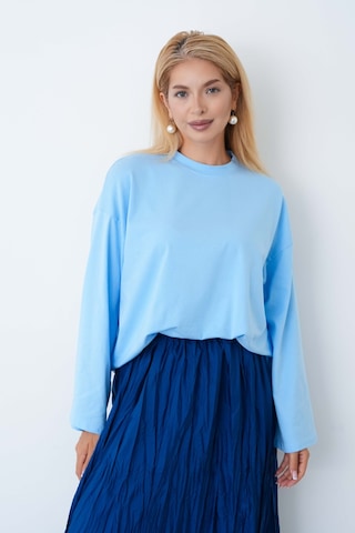 Herkesemoda Kadın Tesettüre Uygun Geniş Kollu Body Mavi