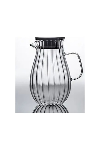 Qerhome Borosilikat Cam Çizgili Sürahi 1800 Ml