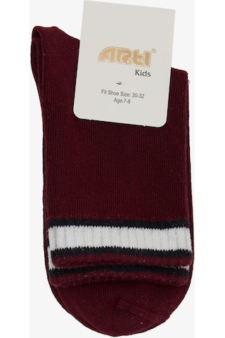 Artı Breeze Kız Çocuk Soket Çorap Çizgili 1-14 Yaş, Bordo-bordo Bordo