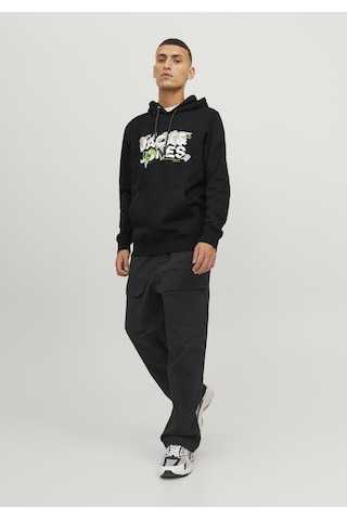 Jack & Jones Logolu Kapüşonlu Sweatshirt - Dust 12240214 Black Lacivert