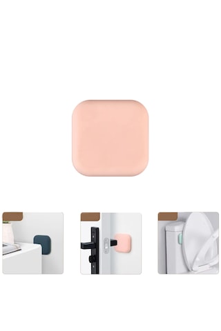 Microcase Darbe Önleyici Yapışkanlı Silikon Kapı Kolu Stoperi Tamponu Kare Tasarım - Al5004 1 Adet Pembe
