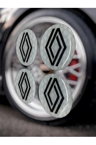 Renault Jant Göbeği Damla Etiket 4 Lü Oto Universal Jant Göbeği 3d Jant Arması Damla Sticker Seti2 Çok Renkli