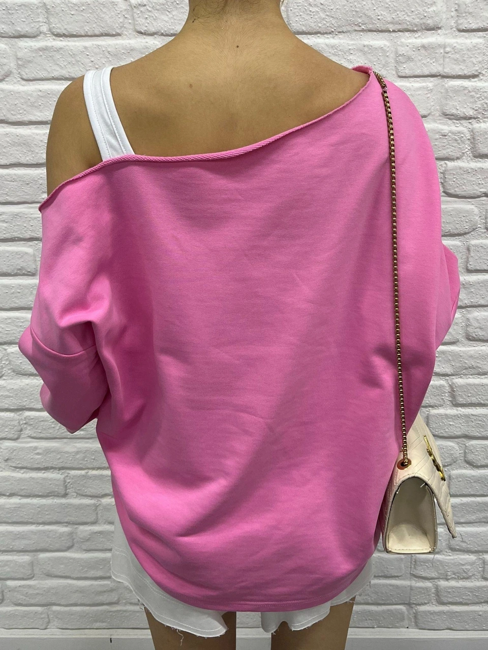 Kadın Pembe Oversize Sweatshirt Baskılı Dudak Desenli, Sokak Stili, Rahat Kesim Pembe