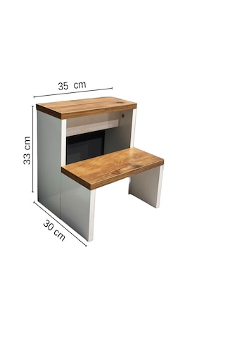 Bicabin Step Mutfak Tabure Çocuk Banyo Basamak Yükseltici- Atlantik Çam/Beyaz