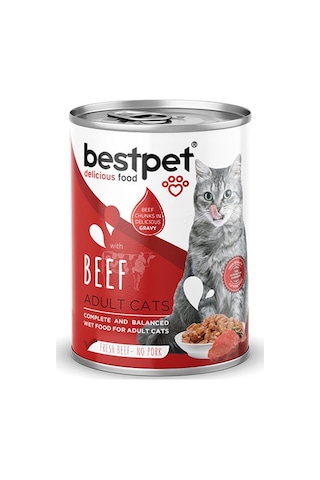 Bestpet Parça Etli Sığrlı Etli Yetişkin Kedi Konservesi 12 Adet 400 Gr 243-20014.03