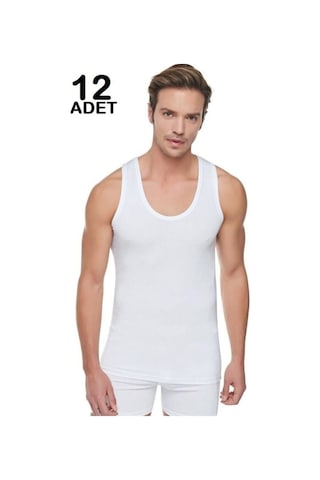 Erkek Beyaz 12'li Askılı Atlet 001