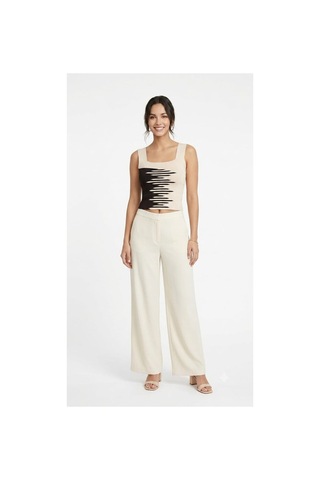 Onno Style Women Kare Yaka Kolsuz Askılı Kadın Bluz Krem - Siyah