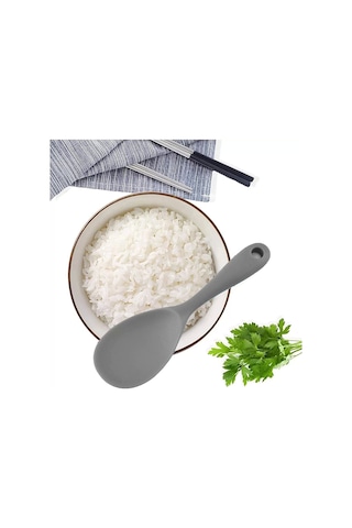 Burcummm Silikon Kısa Pilav Kaşığı Gri Çok Renkli