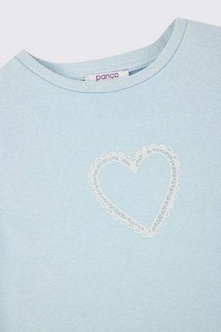 Panço Kız Çocuk Bisiklet Yakalı Mavi Sweatshirt