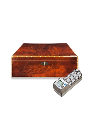 Lubinski İtaly Canforo Humidor Puro Kutusu Ceviz 125's Cigar Spa Elektronik Puro Nemlendirme Cihazı