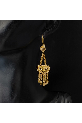 14 Ayar Sallantılı Hint İşi Altın Küpe Kpsc14k30851