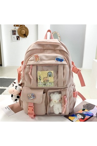 Youtek Oloey Ortaokul Çantası - Pembe Renkli, Kumaş Aksesuarlı Ve Şık Tasarım Pembe
