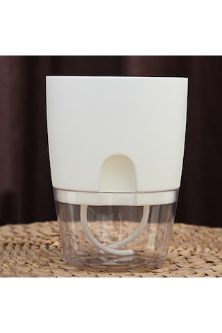 Şeffaf Plastik Çift Katmanlı Su Depolama Otomatik Su Emici Saksı, Boyut: A705 Kalibre 10.5cm Beyaz Şeffaf Havza