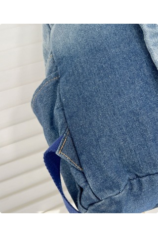 Neevoyu Yumuşak Denim Malzeme İle Büyük Kapasiteli Yıldız Desenli Sırt Çantası - Gradyan Siyah