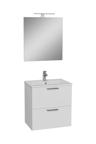 Mia 75021 Banyo Dolabı Seti, Çekmeceli, 60 Cm, Parlak Beyaz