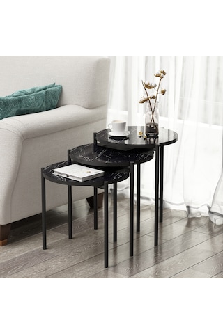 Sunny 3 Lü Zigon Sehpa Siyah Mermer