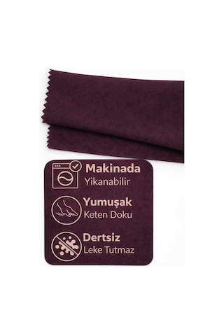 Perdeyap1980 Koyu Mürdüm Ada Fon Perde Tek Kanat 1/3 Sık Pile Koyu Mürdüm