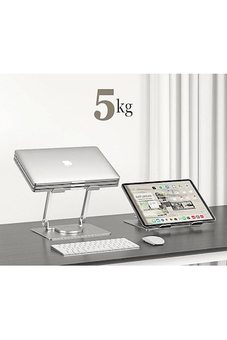 Daytona ZR104 Alüminyum Katlanabilir 360 Derece Dönen Laptop Standı Gümüş