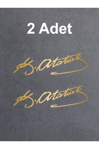 Mustafa Kemal Atatürk İmza 2 Adet Sticker - Araba Oto Motosiklet Karavan Sticker - 00016 15x4,5 Cm