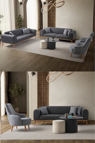 Rebull 3+3+1+1 Koltuk Takımı Antrasit