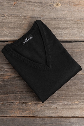 V Yaka Battal Büyük Boy Yünlü Kolsuz Triko Süveter Siyah