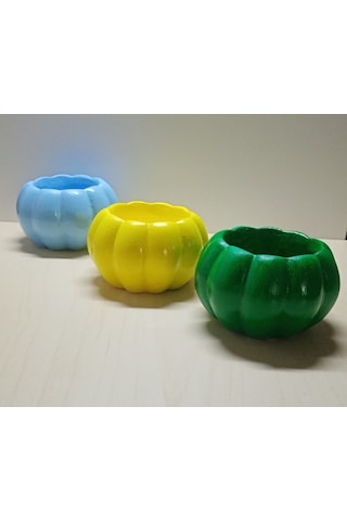 Anneler Günü Hediyesi Ev Hediyesi 3 lü Dekoratif Çok Amaçlı Boş Mini Kabak Saksı