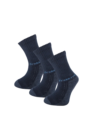 Thermoform Trekking Extra Dolgulu, Darbe Emici Kışlık Unisex Çocuk Çorap 3'lü Paket Lacivert Renkli