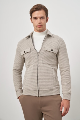 İmza Bej Örme Bebe Yaka Kendinden Desenli Yırtmaçsız Astarsız Slim Fit Classic Mont 1007245158 Bej