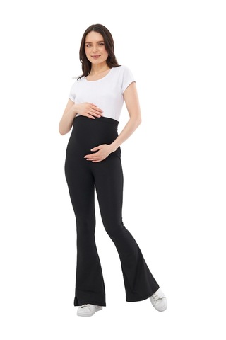 Luvmabelly Myra8120 Toparlayıcı İnce Dalgıç İspanyol Paça Beli Ayarlanabilir Hamile Tayt Siyah