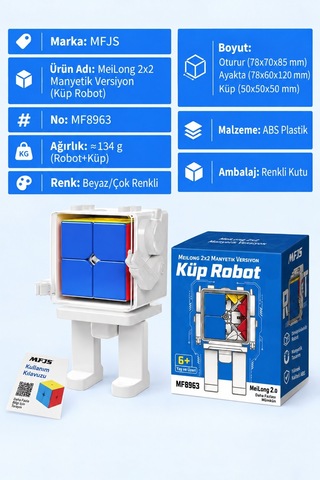 Moyu Meilong 2m Manyetik 2x2 Zeka Küpü Robot Standlı Stickerless Mf8963 12 Cm