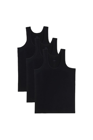 3 Adet Compact Penye Siyah Erkek Atlet %100 Pamuk Standart Fit Normal Kesim 3'lü Paket-33117 Siyah