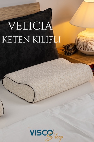 Visco Yastık Velicia Ortopedik Yastık Keten Kılıflı 55x35x12-10 C