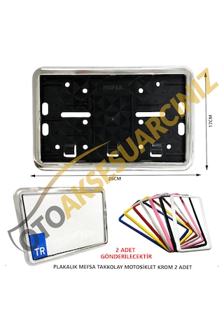 Plakalık Plastik Tak Kolay Motor Motosiklet Krom Çerçeveli 2 Adet