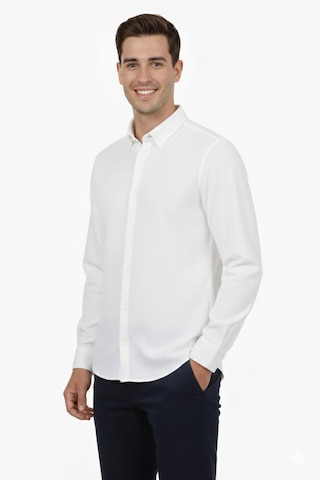 Advante Erkek Spor Slim Fit Uzun Kol Petek Fitilli Gömlek Bgl-st04824 Beyaz