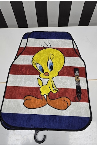 Tivty Desen Çizgili Dekor Oto Halı Paspas Üniversal Yıkanabilir Her Araca Uyumlu Kancalı Kumaş Anah