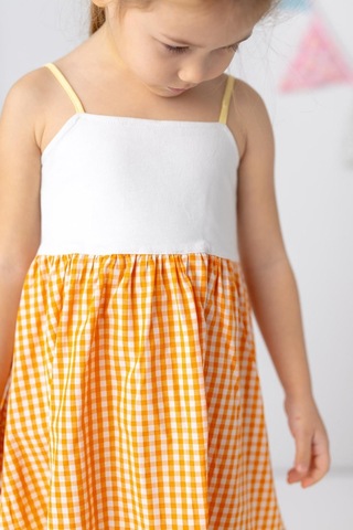 Zeyland Kız Çocuk Pötikare Desenli Elbise-oranj Turuncu