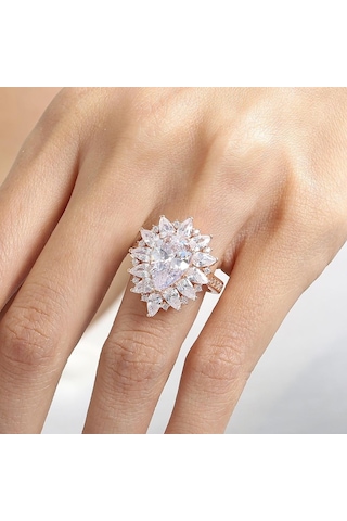Mia Vento Effective Diamond Londra Tutkusu Rose Renk Işıltılı Gümüş Yüzük