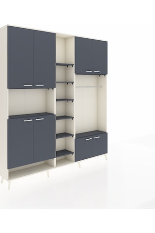 Arges Dolap 18 Raflı 8 Kapaklı Tek Askılı 220x30x243 Aytaşı-antrasit/antrasit Antrasıt/antrasıt