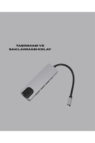Type-c Dönüştürücü, 2xusb3.0, Sd/ms, 4k Hdmı, Rj45, Profesyonel Kullanım
